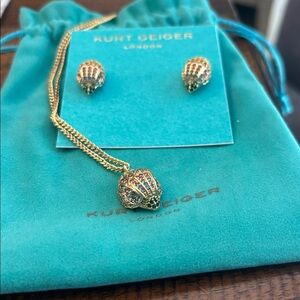 Kurt Geiger Gold and Multicolor Pendant Necklace and Earrings